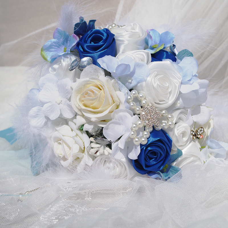 Ribbon Hand tied bouquet Pearl Lolita Feather The bride Hanayome Bouquet Flannel rose Flowerin the Festive supplies/Gift , Wedding Themes/Props , Wedding silk flower category - from Buy2taobao.com to provide professional Taobao agent buy service