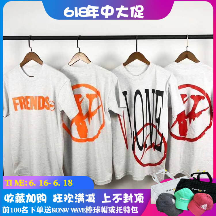 正品 VLONE 联名藤原浩闪电V短袖T恤 皓月灰 18SS夏 男女宽松休闲|ruв категории Мужская одежда, футболка - от Buy2taobao.com для оказания профессиональной услуги покупки агента Taobao