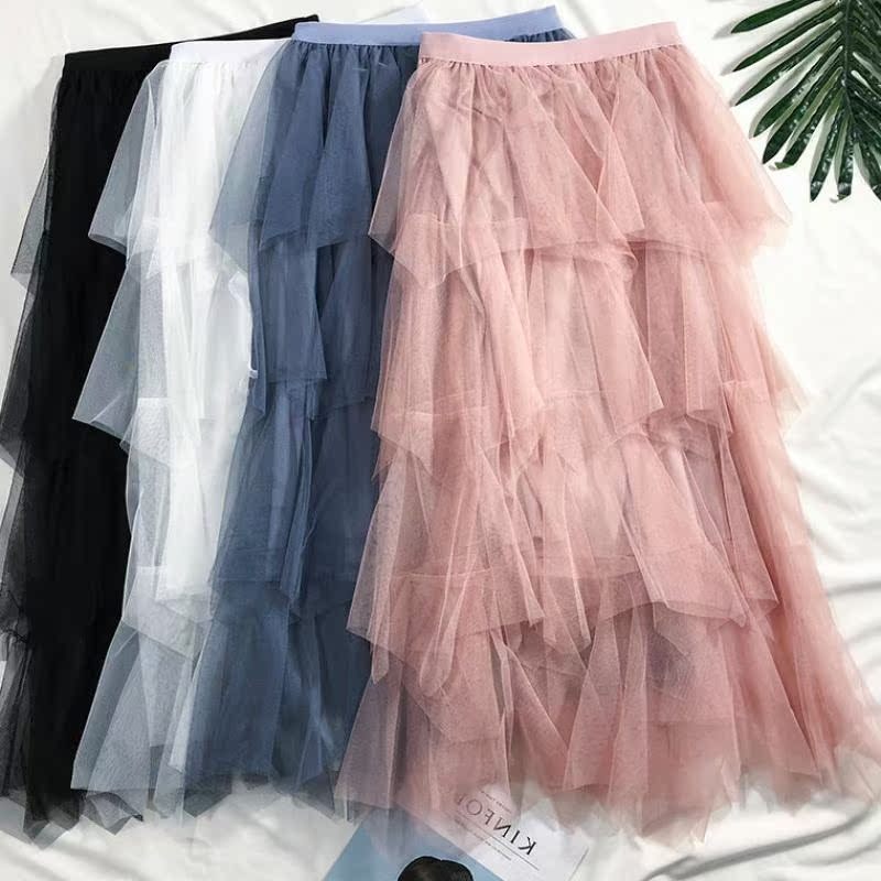 2019春新款高腰显瘦不规则网纱半身裙女夏韩版百搭层层蛋糕中长裙在类目 女装/女士精品, 半身裙中 - 来自Buy2taobao.com提供专业的淘宝代购服务