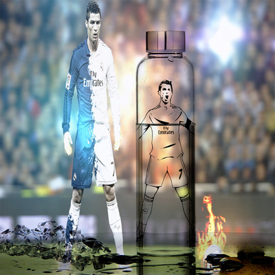 皇马C罗男生生日礼物足球纪念水杯 Ronaldo7罗纳尔多欧洲杯玻璃杯