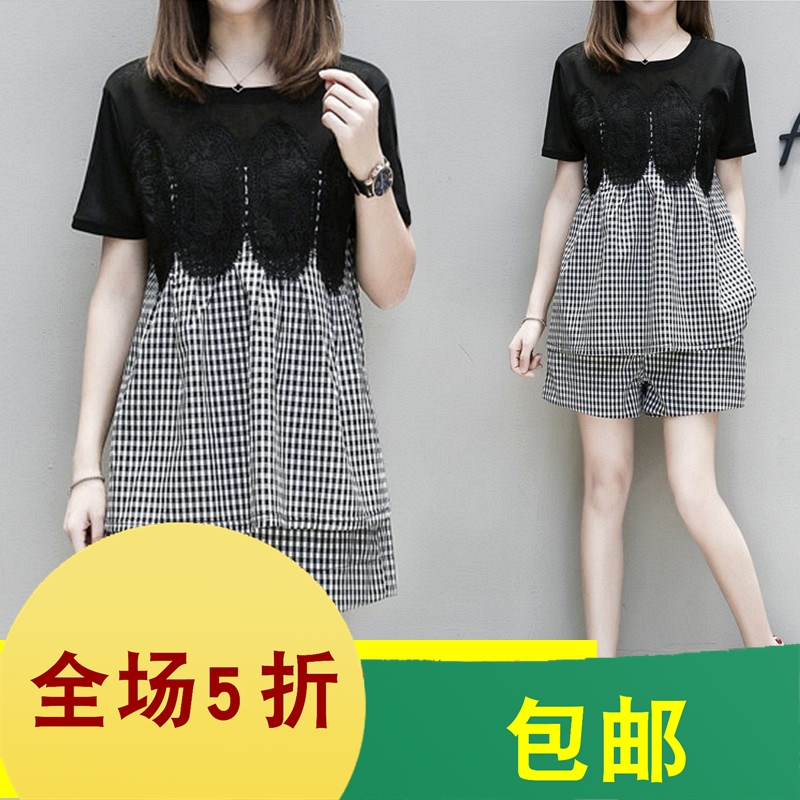 2019胖妹妹大码女装夏季新款遮肚子收腰显瘦上衣+短裤两件?在类目 女装/女士精品, 大码女装中 - 来自Buy2taobao.com提供专业的淘宝代购服务