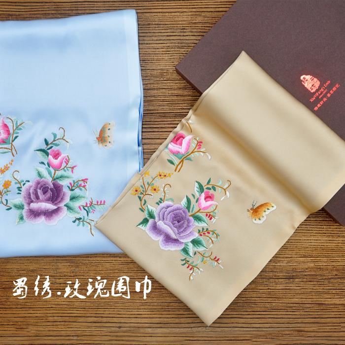 成都蜀绣礼品 围巾桑蚕丝面料手工刺绣丝巾中国特色出国商务礼品|ruв категории Ручная работа, области народных ремесел, вышивка - от Buy2taobao.com для оказания профессиональной услуги покупки агента Taobao