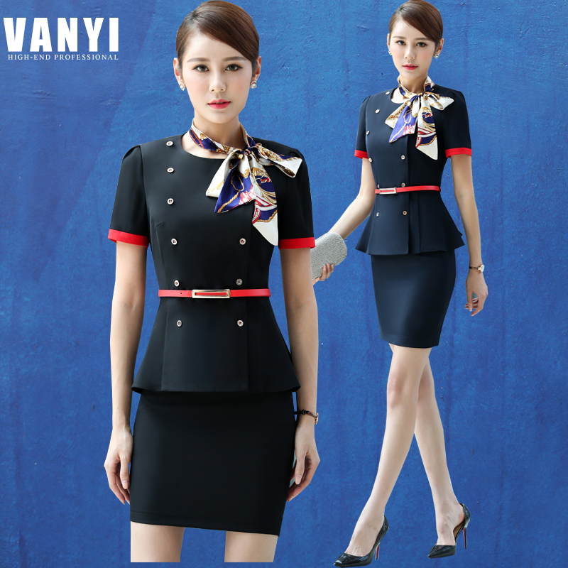 空姐制服OL职业装女装套裙2019时尚气质短袖西装正装工作服套装夏|ruв категории Женская одежда, костюм/студенты школьную форму/обмундирования, профессионального женский костюм - от Buy2taobao.com для оказания профессиональной услуги покупки агента Taobao