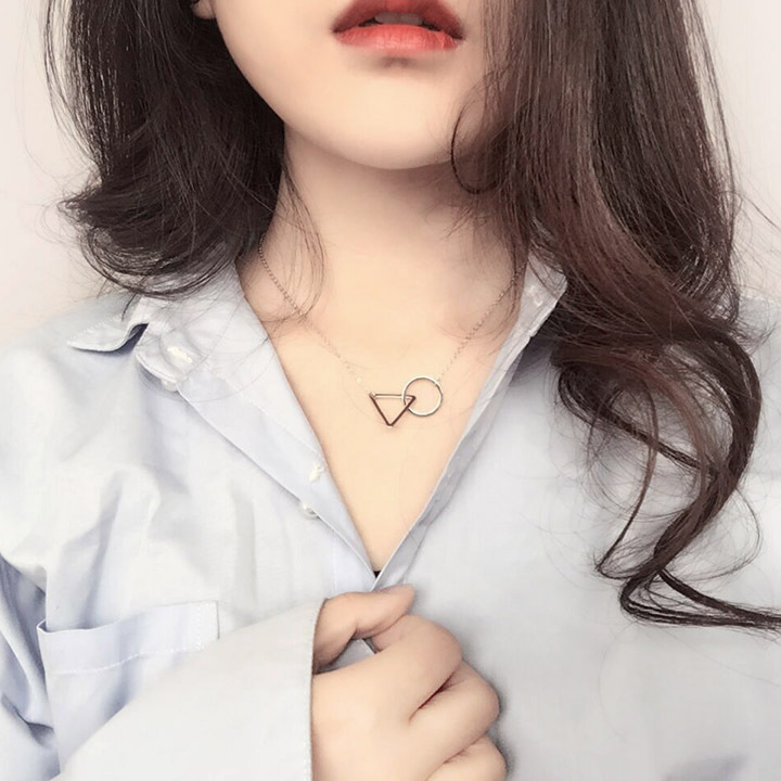 Simplicity Necklace clavicle have more cash than can be accounted for triangle circle Mosaic Geometry Bicyclic Pendant Europe and America Neck strap A collar for a horsein the Accessories/Fashion Jewelry, Necklace category - from Buy2taobao.com to provide professional Taobao agent buy service