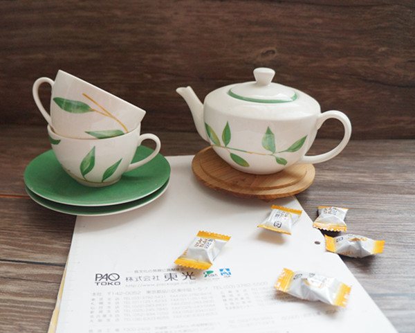 陶瓷咖啡杯套装花茶杯子家用下午茶杯套具日韩简约杯碟勺茶具绿叶|msdalam kategori pinggan mangkuk, set teh, teh herba - dari Buy2taobao.com untuk memberikan perkhidmatan ejen Taobao profesional membeli