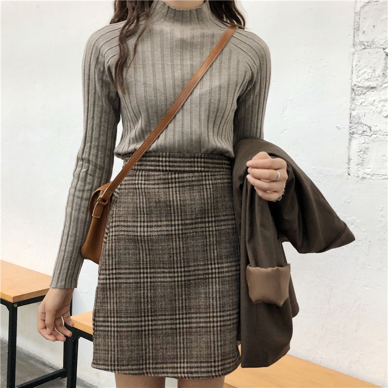 2019 Spring and summer new pattern Korean Edition Paige Versatile Fur lattice Body Short skirt student A word skirt Women's wearin the Women's clothing/Boutique , Skirts category - from Buy2taobao.com to provide professional Taobao agent buy service