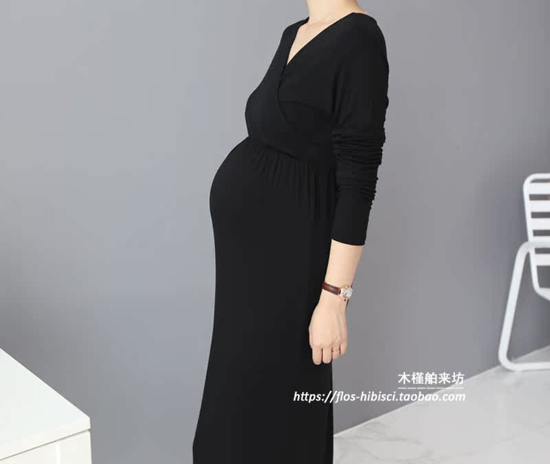 the republic of korea Agency purchase maternity dress 2019 fold Elastic Waist temperament pregnant woman Dress lactation V-neck longuettein the Maternity/Maternal supplies/Nutrition , Maternity , Dress category - from Buy2taobao.com to provide professional Taobao agent buy service