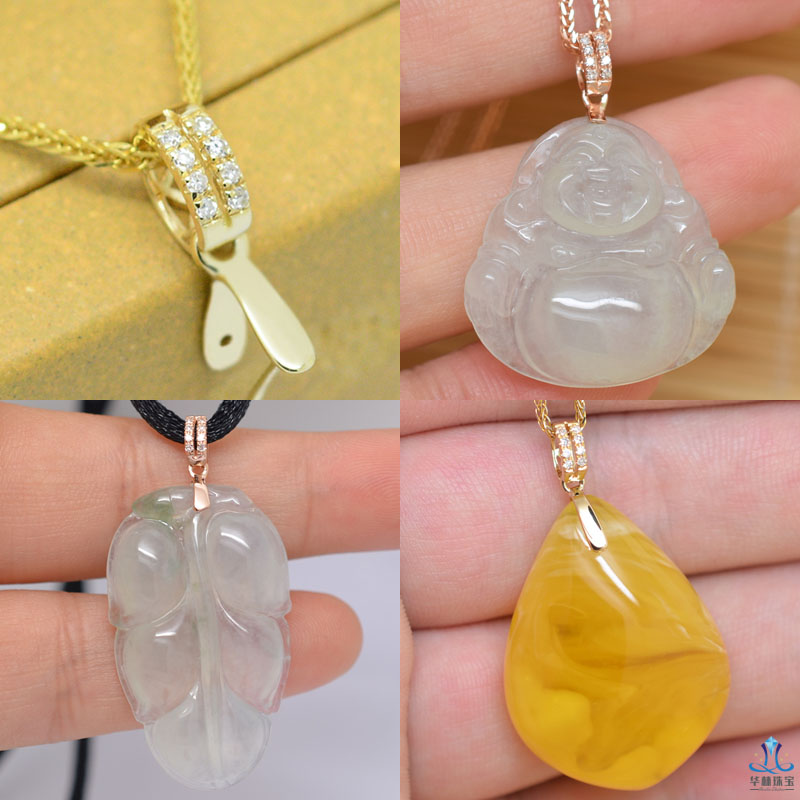 18k Gold buckle Simplicity Double row Diamonds Emerald pendant Pendant Buckle Beeswax Seeds buckle Clip Rose Goldin the Jewelry/Diamond/Jade/Gold , K gold jewelry, Other category - from Buy2taobao.com to provide professional Taobao agent buy service