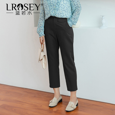 蓝若水大码女裤2019秋装新款胖MM高腰宽松休闲九分裤显瘦小脚裤子