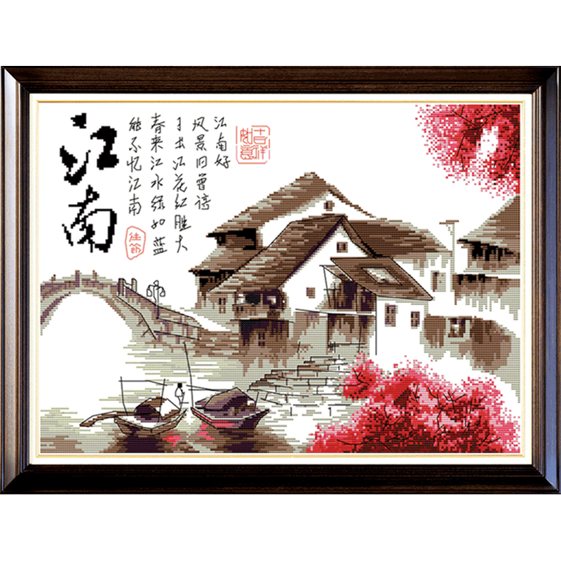 Cross stitch Jiangnan Slightly Thread embroidery new pattern fresh Natural wind a living room Embroidery 2018 new edition atmosphere Landscapein the Home Fabric , Stitch & Tools Accessories , Cross Stitch Kit category - from Buy2taobao.com to provide professional Taobao agent buy service