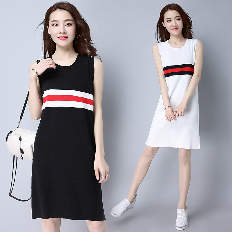 2019夏季中长款无袖冰丝吊带背心裙条纹圆领百搭宽松针织女打底衫|ruв категории Женская одежда, жилет подтяжки - от Buy2taobao.com для оказания профессиональной услуги покупки агента Taobao