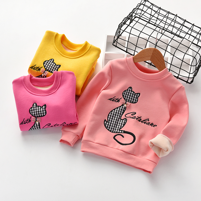 Children's clothing Plush Sweater 2018 winter New products children Kitty Embroidery patch jacket Female baby Korean Edition Pulloverin the Children/Baby/Family fitted , Sweater/Fleece category - from Buy2taobao.com to provide professional Taobao agent buy service