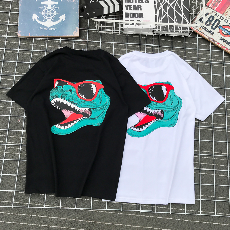 2019 Early spring Chaopai Net Red Same item half sleeve dinosaur printing Couples dress T-shirts pure cotton Short sleeved men and womenin the Women's clothing/Boutique , T-shirt category - from Buy2taobao.com to provide professional Taobao agent buy service