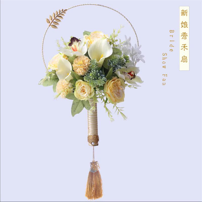 团扇婚礼手捧花仿真玫瑰古典中国风结婚中式手捧花婚纱照拍摄道具|ruв категории доставка цветов/цветок моделирования/растения садоводства, свадебные цветы макет, невеста букеты - от Buy2taobao.com для оказания профессиональной услуги покупки агента Taobao