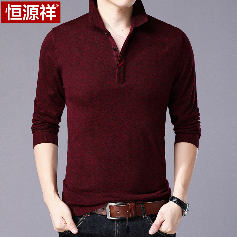 Only product 2019 men's wear Spring middle age Long sleeve T-shirt T-shirts Easy Thin section knitting Base coatin the Men's clothing, T-shirt category - from Buy2taobao.com to provide professional Taobao agent buy service
