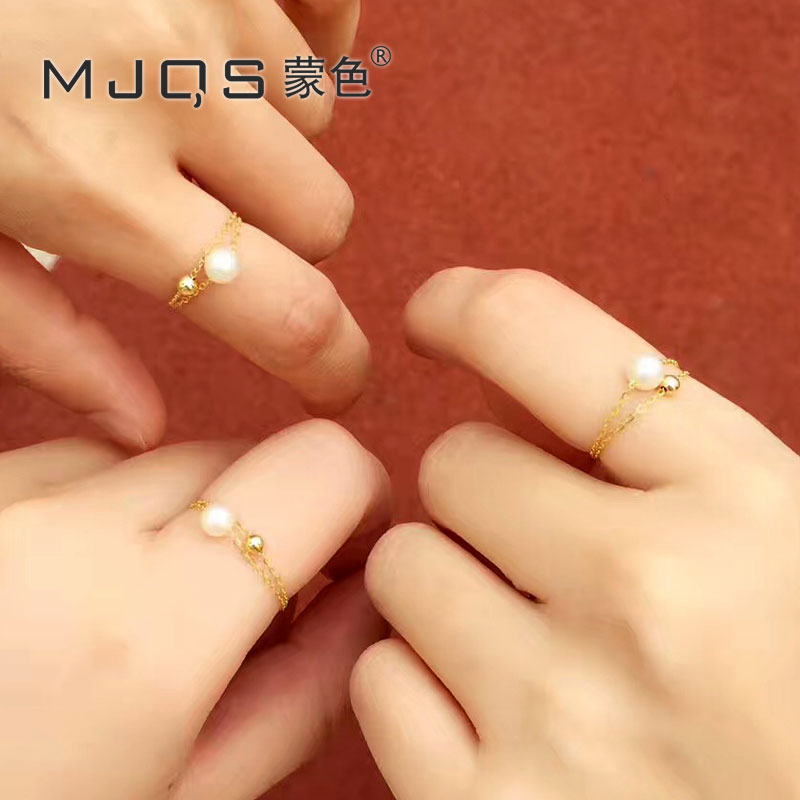 MJQS蒙色 天然淡水珍珠戒指18K黄金珍珠链戒正圆无暇简约唯美款在类目 珠宝/钻石/翡翠/黄金, 天然珍珠(新), 手饰中 - 来自Buy2taobao.com提供专业的淘宝代购服务