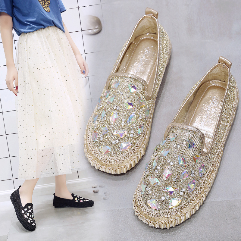 Single shoe girl 2019 Low-heel Flat bottom Baotou Mesh cloth Rhinestone leisure time Single shoes Half dragged Women's Shoesin the Women's Shoes, Slippers category - from Buy2taobao.com to provide professional Taobao agent buy service