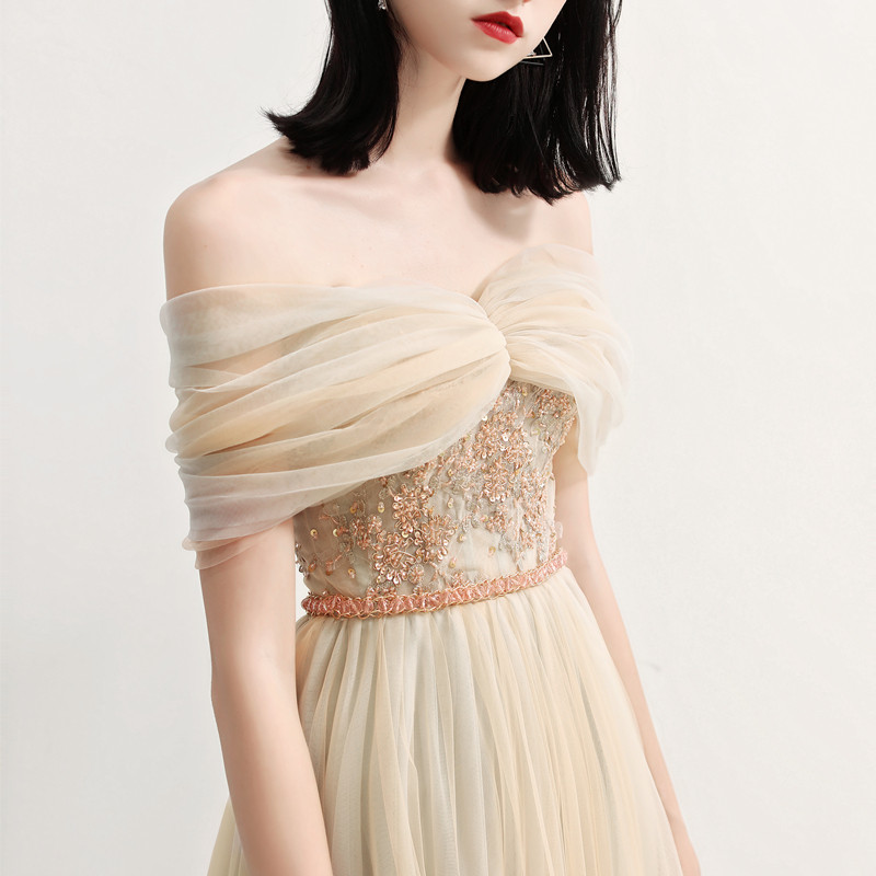 伴娘服2019春新款晚会主持礼服小洋装女长裙敬酒婚宴仙气显瘦香槟|ruв категории Женская одежда, Cвадебные платья, платье/вечернее платье - от Buy2taobao.com для оказания профессиональной услуги покупки агента Taobao
