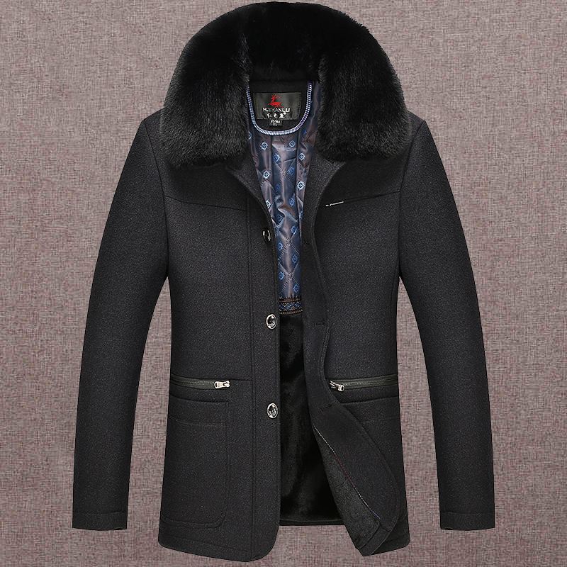 winter new pattern middle age man business affairs leisure time Fur collar Woolen overcoat Aged thickening keep warm Woollen cloth coatin the Men's clothing, Woolen coat category - from Buy2taobao.com to provide professional Taobao agent buy service