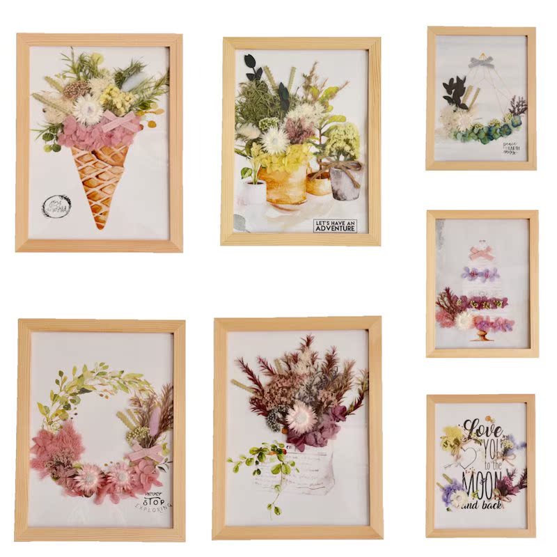 A4原創壓花DIY相框貼畫 花藝課活動手工材料包 幹花永生花混合在類目 家居飾品, 相框/畫框中 - 來自Buy2taobao.com提供專業的淘寶代購服務