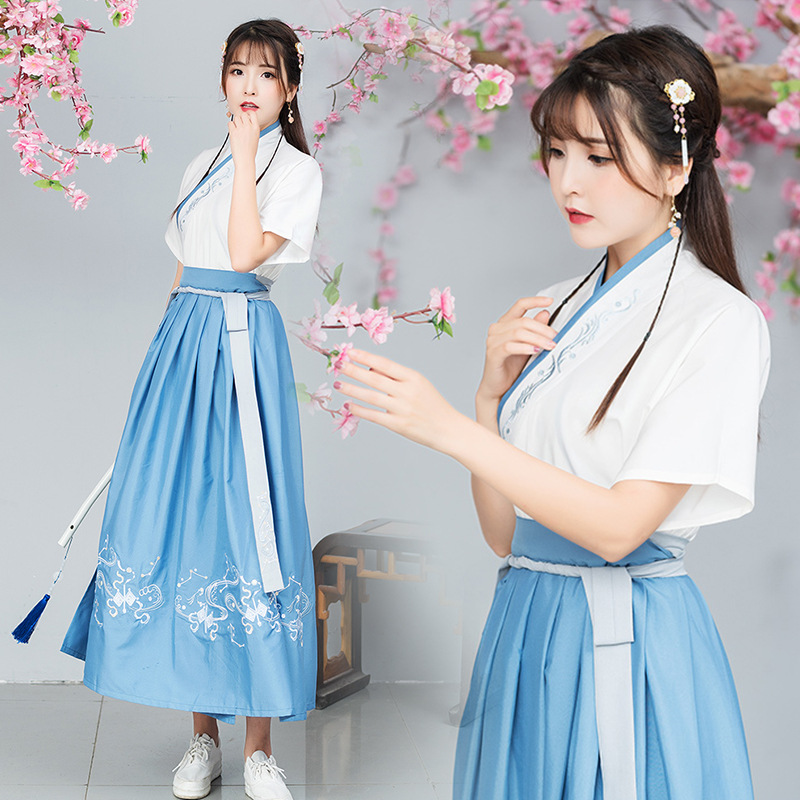 新款改良漢服夏裝女交領半臂襦裙日常漢元素套裝班服中國風古裝女在類目 女裝/女士精品, 套裝/學生校服/工作制服, 職業女裙套裝中 - 來自Buy2taobao.com提供專業的淘寶代購服務