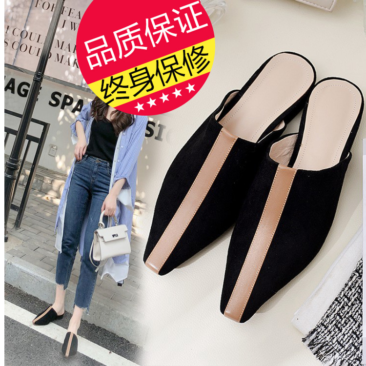 2019 Spring and summer new pattern Half dragged Square Flat heel Flat bottom Color matching sandals Scrub European style Baotou slipperin the Maternity/Maternal supplies/Nutrition , Maternal hat/Pregnant women socks/Women shoes , Women shoes category - from Buy2taobao.com to provide professional Taobao agent buy service