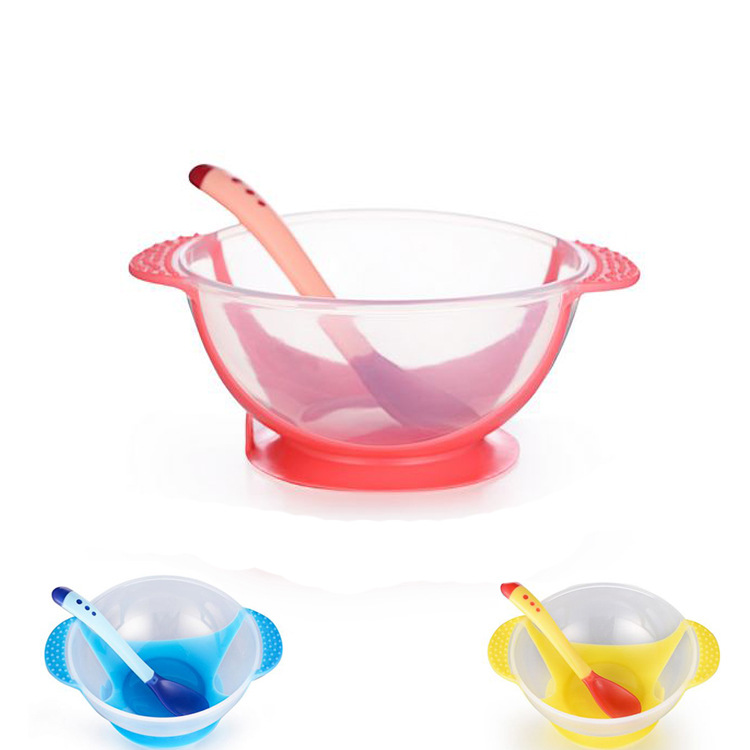 Children cutlery set 0-3 baby Sucker bowl Temperature sensing spoon Binaural Bowl Baby Supplies Infants tablewarein the Diapers/Care/Feeding/Push lathe , Cups/Tableware/Grind/Attachment , Children's tableware category - from Buy2taobao.com to provide professional Taobao agent buy service