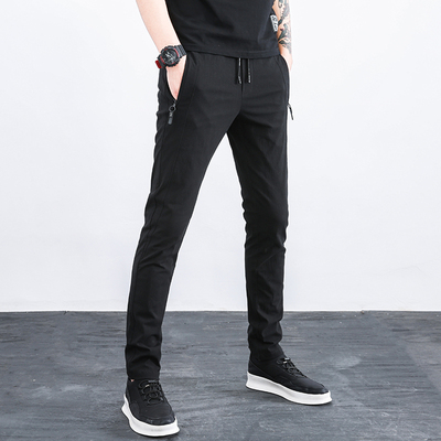 裤子男夏季薄款韩版潮流休闲裤男士松紧腰小脚运动裤男生哈伦裤春