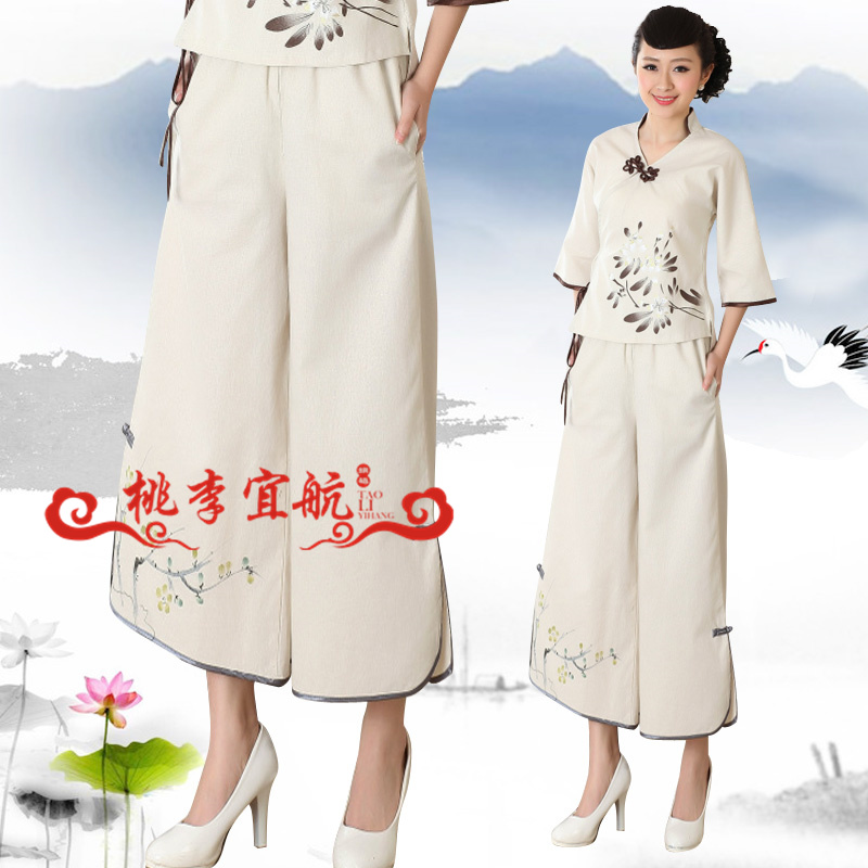 lady Tang suit pants ancient costume Wide leg pants Elastic waist Casual pants Cotton T-shirt Easyin the Women's clothing/Boutique , Costume/National costume/Stage costumes , Costume/Chinese clothing , Pants category - from Buy2taobao.com to provide professional Taobao agent buy service