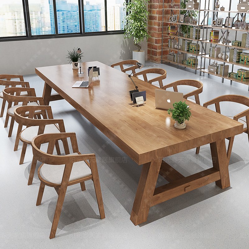 dining table and chair Conference table solid wood LOFT Large board to work in an office Long table Industry Log computer Negotiate Northern Europe Square tablein the Business/Office Furniture , Office Furniture , Desk , Conference table category - from Buy2taobao.com to provide professional Taobao agent buy service