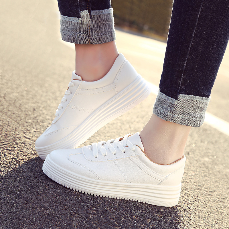 2018 summer new pattern Frenum White shoes Women's Shoes Korean Edition Versatile Casual shoes White shoes student The thickness of the bottom white skate shoesin the Women's Shoes, Canvas shoes category - from Buy2taobao.com to provide professional Taobao agent buy service