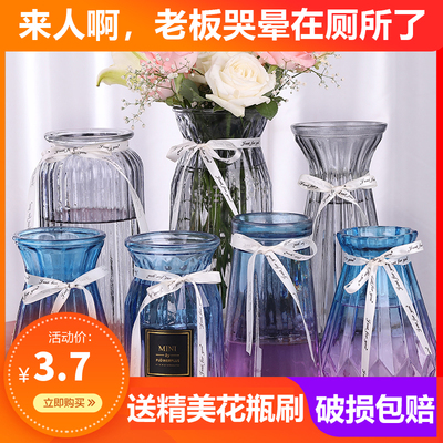 透明玻璃花瓶北欧客厅插花干花摆件现代简约大小花器清新装饰花盆