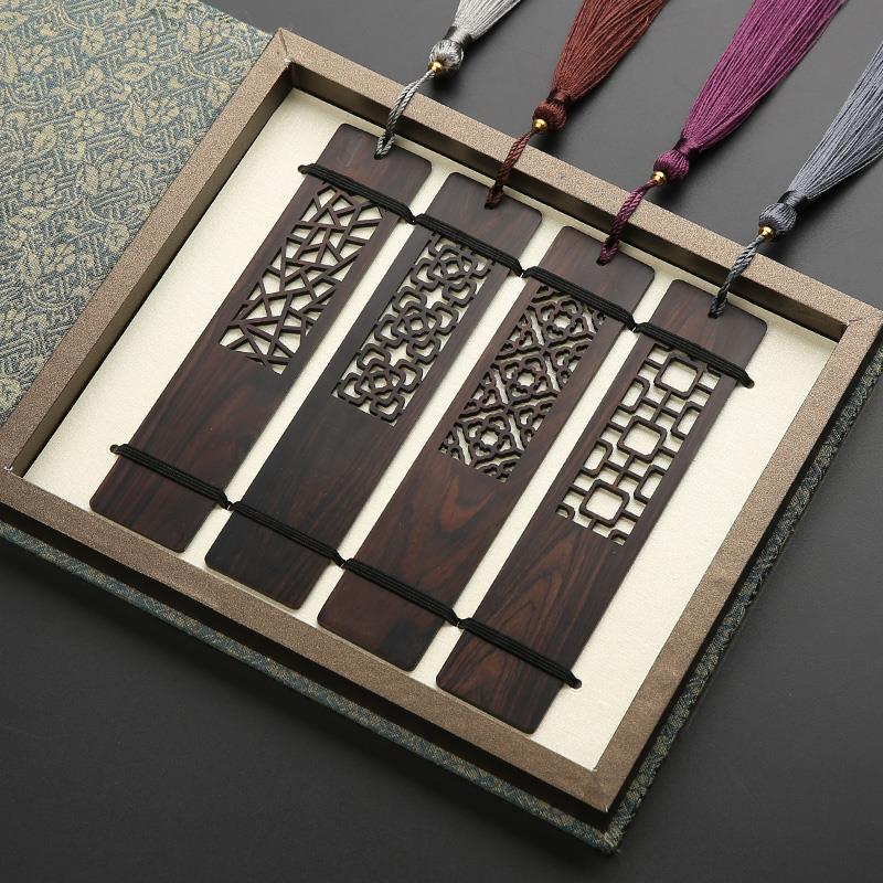 复古典中国风窗韵书签套装黑檀木质古风创意生日礼物文艺定制刻字|ruв категории электронный словарь/электрический бумажных книг/канцелярские принадлежности, бумажные книги, Закладки - от Buy2taobao.com для оказания профессиональной услуги покупки агента Taobao