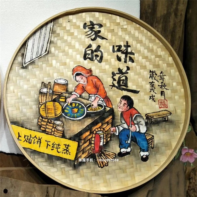 竹筛子挂画竹编制品 创意 田园装饰饭店火锅店复古墙面装饰挂件|ruв категории Домашний быт, декоративная живопись, другие декоративные картины - от Buy2taobao.com для оказания профессиональной услуги покупки агента Taobao