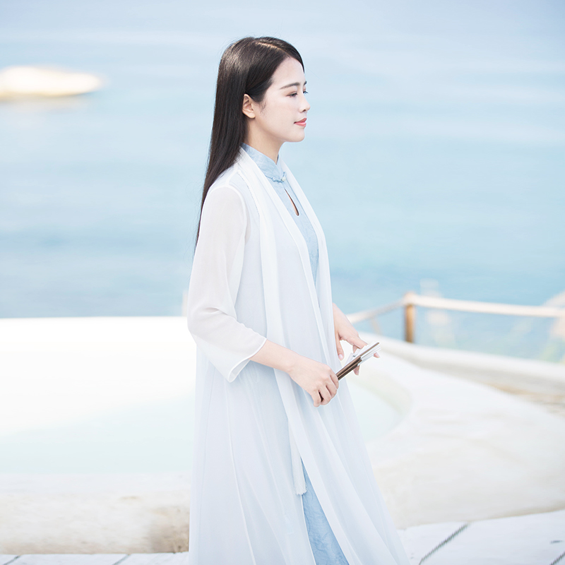 2019 Spring and summer Improvement Chinese style Chinese style Versatile Easy Chiffon Cardigan Mid length version Sunscreenin the Women's clothing/Boutique , Lace shirt/Chiffon shirt category - from Buy2taobao.com to provide professional Taobao agent buy service