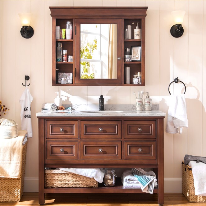 American minimalist solid wood Bathroom cabinet bathroom Bathing Mirror cabinet combination to ground oak Washbasin cabinet Lockers modernin the Decoration main material , Toiletries , Bathroom Furniture , Bathroom Cabinet category - from Buy2taobao.com to provide professional Taobao agent buy service