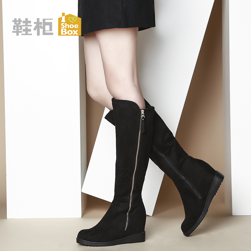 Daphne/达芙妮旗下 冬款休闲女靴潮坡跟侧拉链高筒女靴在类目 女鞋, 靴子中 - 来自Buy2taobao.com提供专业的淘宝代购服务