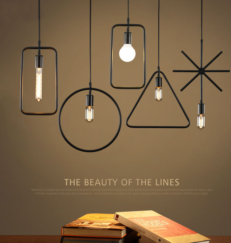 米字型三角形圆形酒吧咖啡厅创意几何铁艺餐厅复古服装店过道吊灯在类目 家装主材, 灯具灯饰, 吊灯中 - 来自Buy2taobao.com提供专业的淘宝代购服务