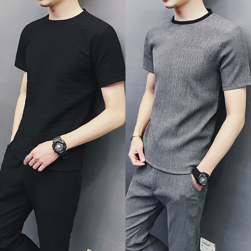 summer Short sleeved Borneol T-shirt suit man summer 2019 new pattern Thin section leisure time motion Korean Edition Trend clothesin the Men's clothing, Set , Leisure sports suit category - from Buy2taobao.com to provide professional Taobao agent buy service