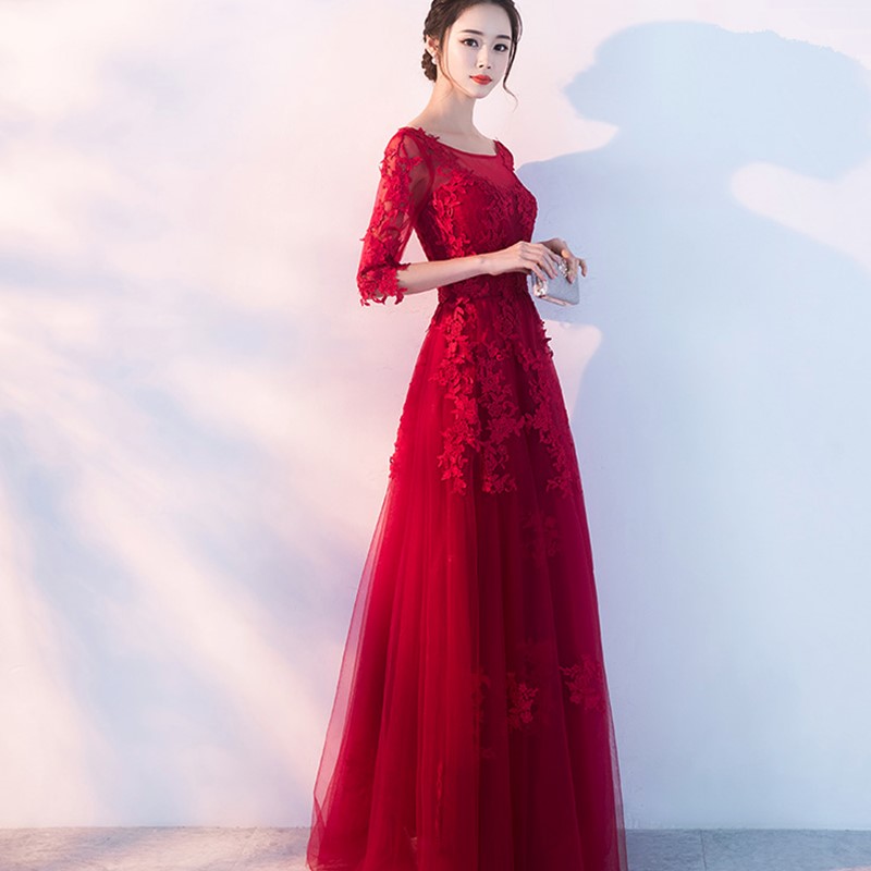 敬酒服新娘夏季新款主持人宴会高贵修身长款优雅红色晚礼服女|ruв категории Женская одежда, Cвадебные платья, платье/вечернее платье - от Buy2taobao.com для оказания профессиональной услуги покупки агента Taobao