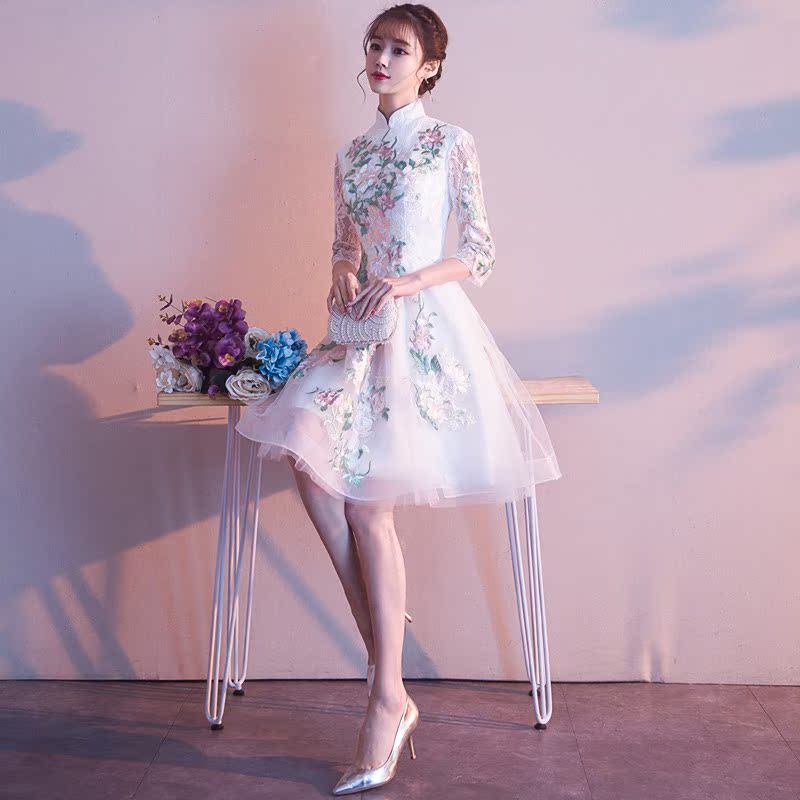 改良版旗袍2019新款复古春季短款晚礼服少女学生连衣裙日常旗袍在类目 女装/女士精品, 婚纱/旗袍/礼服, 礼服/晚装中 - 来自Buy2taobao.com提供专业的淘宝代购服务