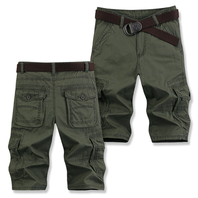 夏季薄款多口袋工装短裤男士宽松七分裤男休闲运动中裤马裤男裤子