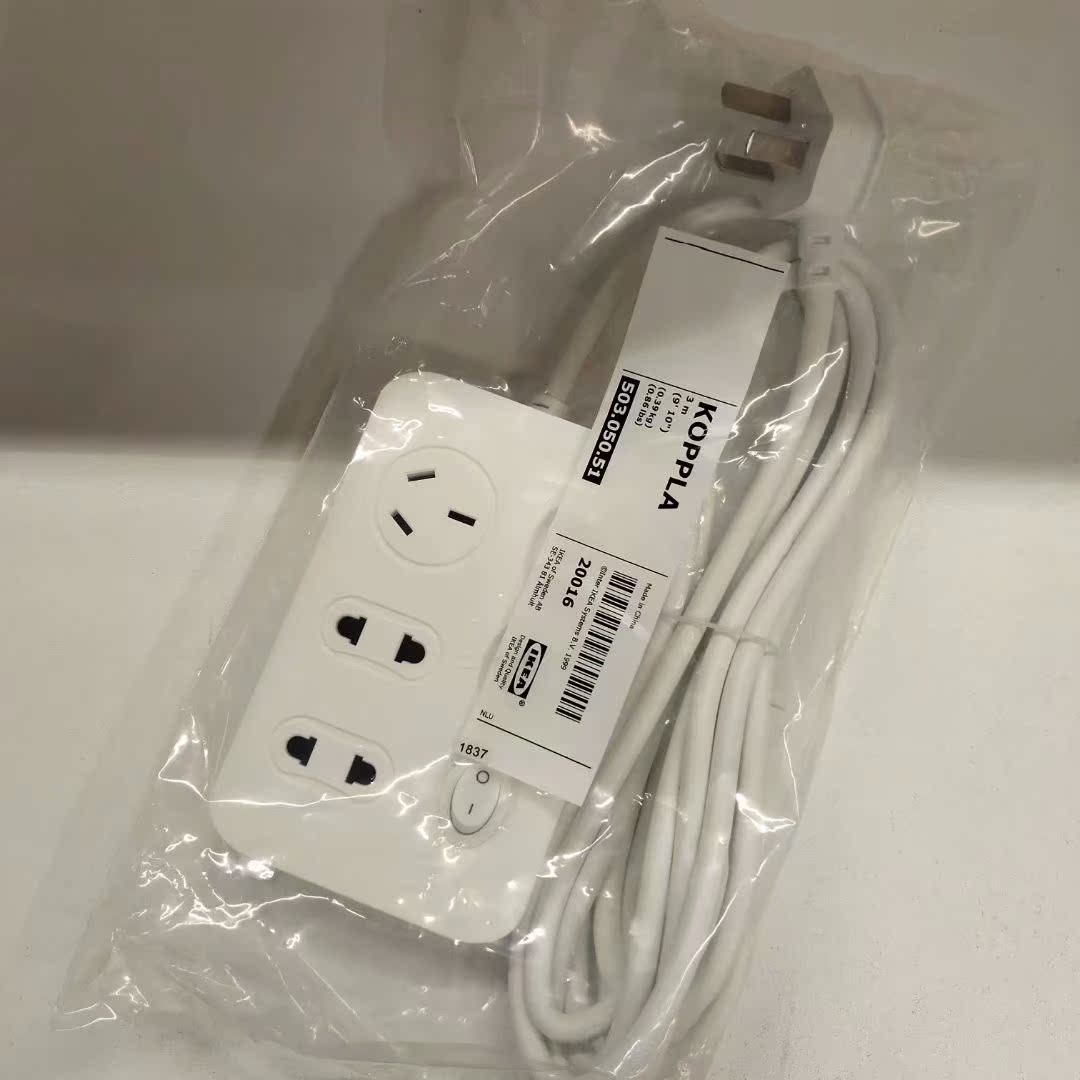 宜家家居科普拉帶開關三路插座接地白色插排板接線國內代購在類目 影音電器, 影音家電配件, 電源插座/接線板中 - 來自Buy2taobao.com提供專業的淘寶代購服務