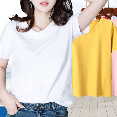 t恤女士2019新款潮夏短袖上衣体桖宽松打底衫初早秋百搭外穿体恤