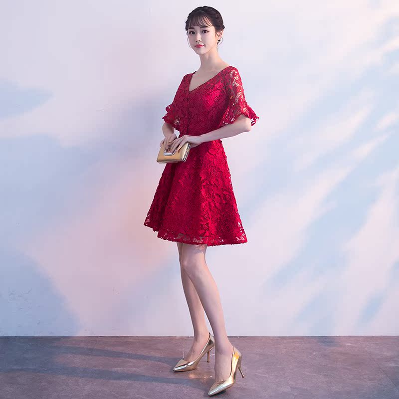 marry Toast clothing Paige 2018 new pattern gules summer Cover the belly Korean Edition have cash less than that is registered in the accounts bride Evening dress pregnant womanin the Women's clothing/Boutique , Wedding/Cheongsam/Formal dress , Formal dress/Evening category - from Buy2taobao.com to provide professional Taobao agent buy service