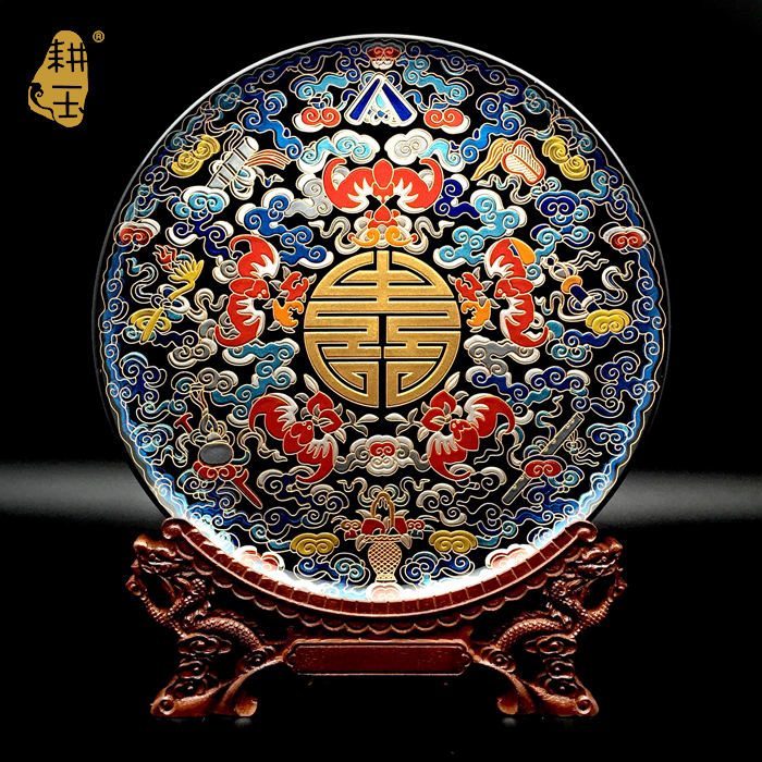 耕玉-五福临门-进口玻晶手工彩绘盘工艺品穆色清风创意礼品水晶盘在类目 特色手工艺, 其他特色工艺品中 - 来自Buy2taobao.com提供专业的淘宝代购服务