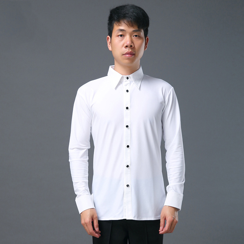 拉丁舞衬衫男士交谊舞练功服成人黑白长袖衬衣摩登舞蹈服上衣秋冬在类目 运动/瑜伽/健身/球迷用品, 舞蹈/健美操/体操, 拉丁舞, 拉丁舞上装中 - 来自Buy2taobao.com提供专业的淘宝代购服务