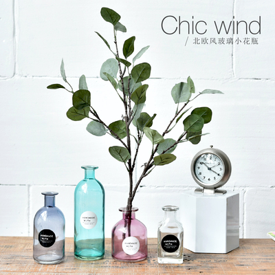 简约ins韩范透明彩色香薰玻璃小花瓶干花花插桌面装饰样板间道具