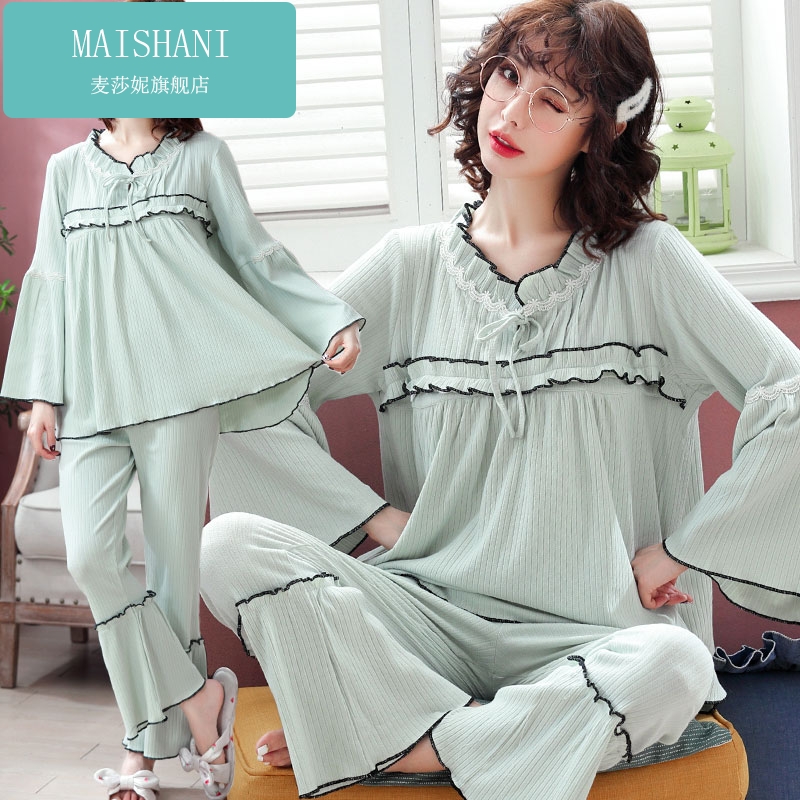 麦莎妮孕妇睡衣春夏2019新款喇叭袖月子服产后喂奶衣产妇哺乳家居|ruв категории Всё для беременных и кормящих, дом одежды/кормления./осень белье, домашнего костюм - от Buy2taobao.com для оказания профессиональной услуги покупки агента Taobao