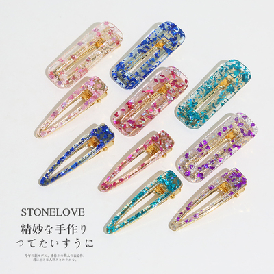 彩色亮片亚克力闪亮箔片发夹发卡一字夹刘海夹侧边发夹BB夹超仙